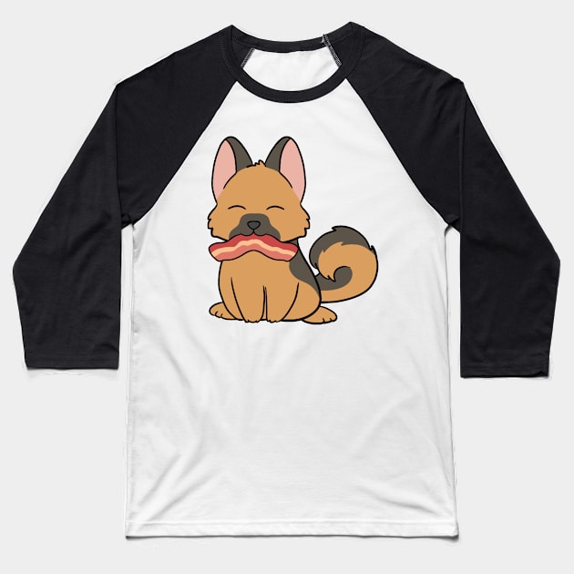 German Shepard with Bacon Baseball T-Shirt by BiscuitSnack